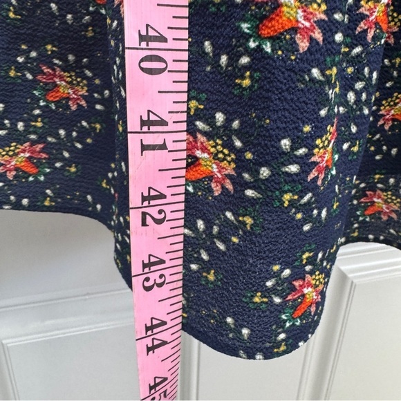 Max Studio V Neck Empire Waist Blue, Red, Yellow Floral Midi Dress - Picture 8 of 13